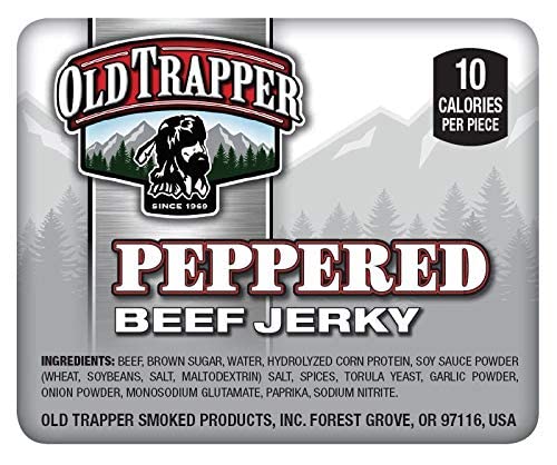 LYZAS SWEETS &   Old Trapper Beef Jerky Gift Set, Peppered & Teriyaki, 21 Ounce (Pack of 2) with Bonus Magnet
