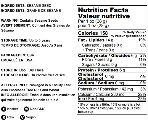 Food To Live Unhulled Sesame Seeds, 12 Ounces – Whole Natural Raw White Sesame Seeds, Kosher, Vegan, And Keto, Bulk Sesame. High In Calcium, Iron, And Fiber. Perfect For Stir-Fries, Noodles