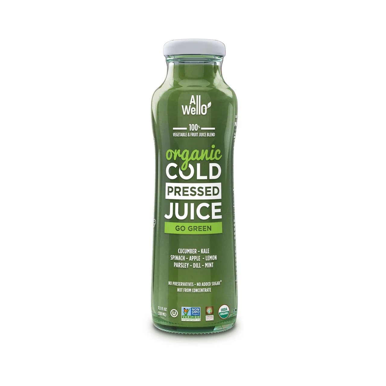 ALLWELLO Organic Cold Pressed Juice Drinks with Real Fruits and Vegetables Gluten Free Non-GMO Healthy Juices No Preservatives N