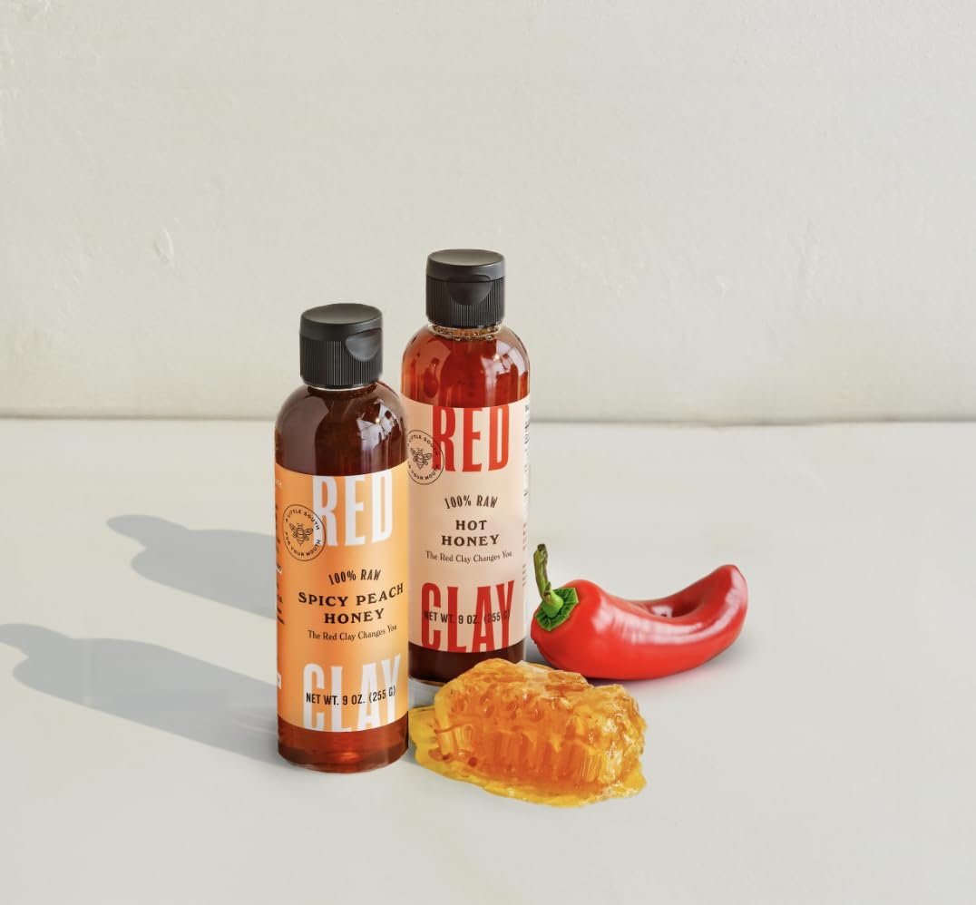 Red Clay Hot Honey 2 Pack Gift Box - 100% Pure Raw Wildflower Honey with Habanero - Gluten-Free, Paleo, 18 Fl Oz
