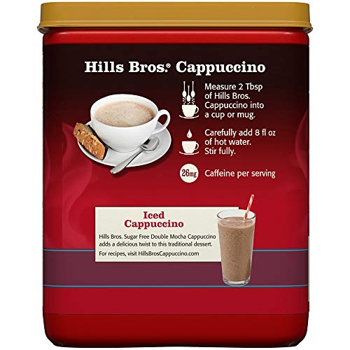 Hills Bros Instant Sugar-Free Double Mocha Cappuccino Mix, Easy to Use, Enjoy Coffeehouse Flavor from Home, Frothy and 10 g of C