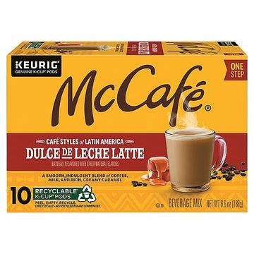 McCaf   Dulce de Leche Latte, One Step Latte Single Serve Keurig K-Cup Pods, Flavored Coffee, 10-Count Box (1 Pack of 10)