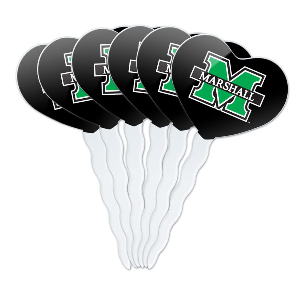 GRAPHICS & MORE Cupcake Picks Set of 6, Heart Design, Acrylic, One Size, Marshall University