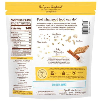 Simple Mills Seed & Nut Flour Honey Cinnamon Sweet Thins 14 oz (Best Before 09/06/2025)