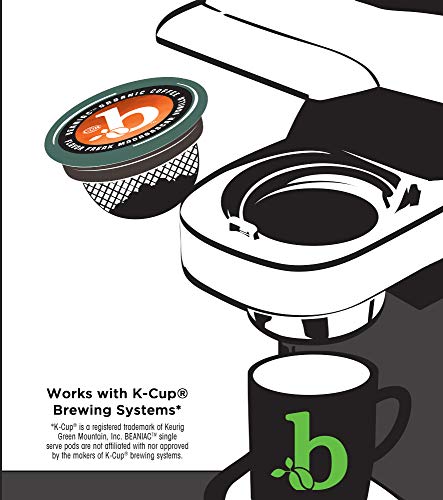 Beaniac Flavor Freak Madagascar Vanilla, Flavored Light Roast, Single Serve Compostable K Cup Coffee Pods, Organic Arabica Coffe