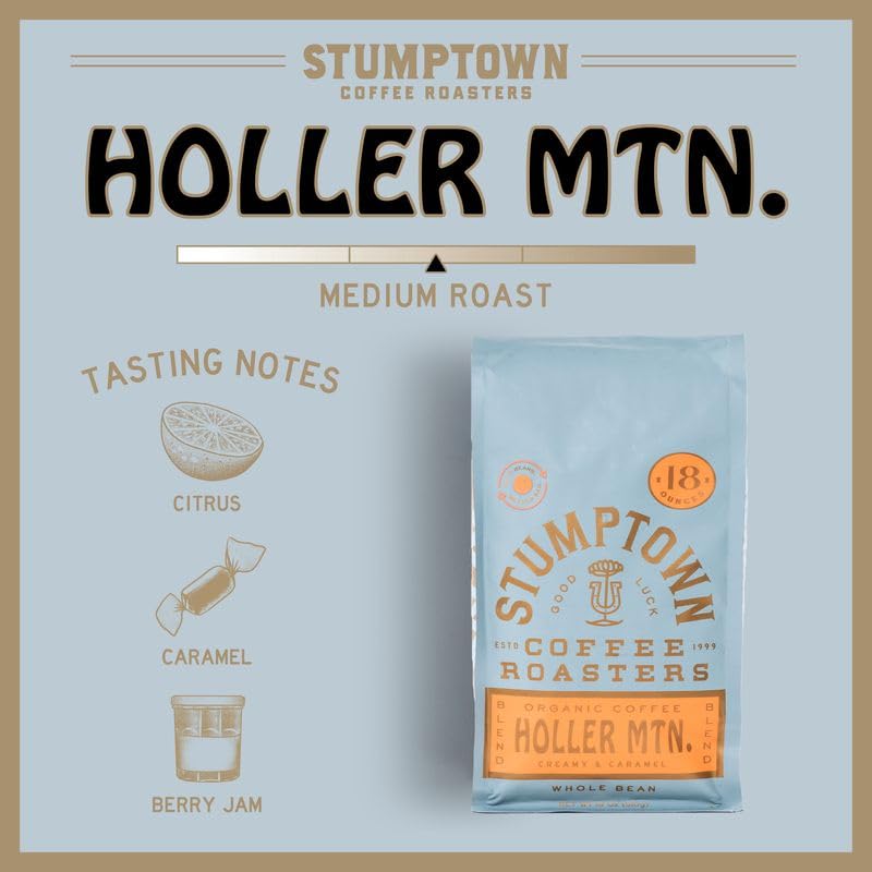 Stumptown Coffee Roasters Medium Roast Whole Bean Coffee - Holler Mountain, 18 Ounce Bag, Flavor Notes of Citrus Zest, Caramel, Hazelnut