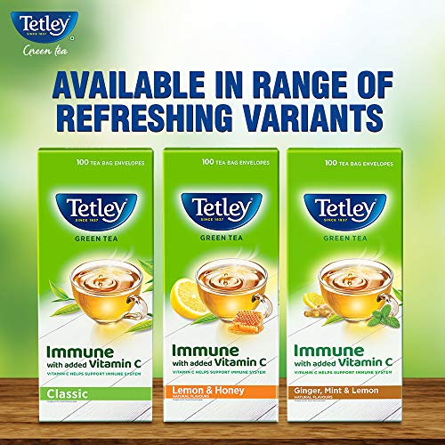 Tetley Green Tea Immune With Added Vitamin C, Lemon And Honey, 100 Tea Bags