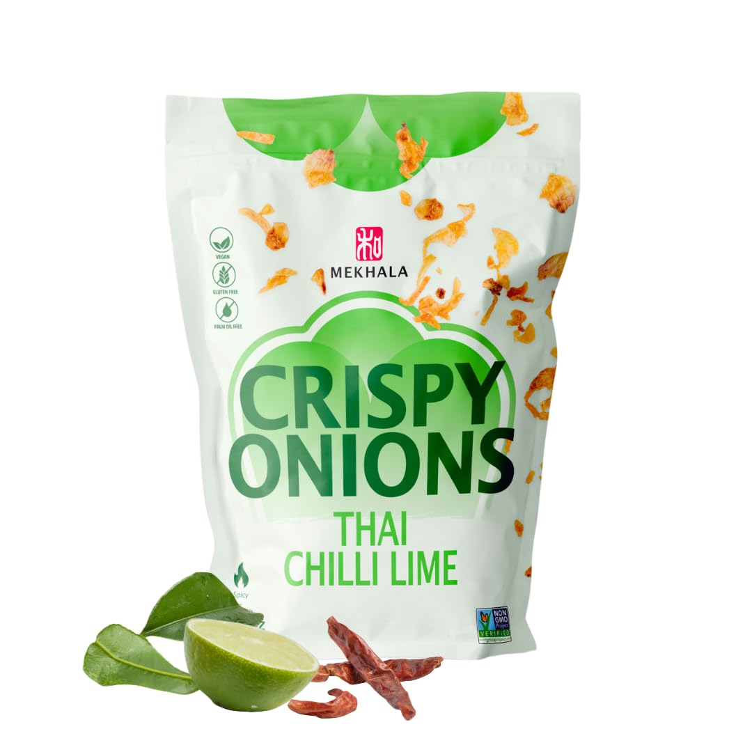 Mekhala Thai Chili Lime Crispy Onions - Salad Toppings Crunchy Fried Onions For All-Purpose Seasoning Like Keto, Ramen Toppings,