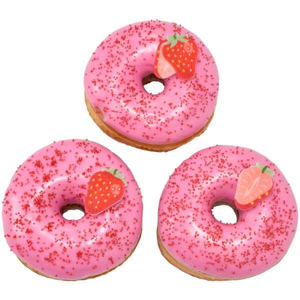 Strawberry Shape Edible Sugar Decoration Toppers, 12 Count - Great For Cupcakes, Cookies, Cakes, Cakes Pops