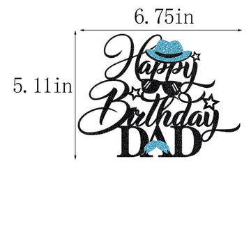 Keoysek Black Glitter Happy Birthday Dad Cake Topper Best Dad Ever, Happy Fathers Day, Dad Birthday Party Decorations