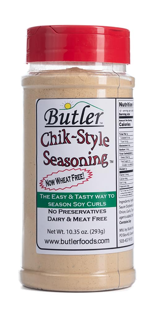 Butler Soy Curls 3 Pack - 3 X 8 Oz Bags + 10.35 Oz Chik-Style Seasoning