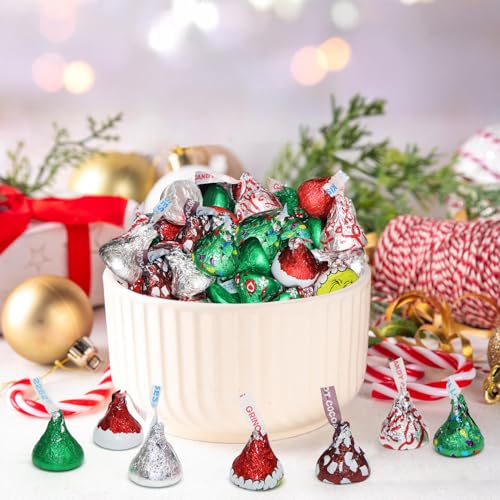 Bulk Christmas Chocolate Kisses Mix - 2 Pound Assortment  Candy Cane  Hot Cocoa & Milk Chocolate  Individually Wrapped Holiday Chocolate Candy For Gifts  Stocking Stuffers  Decoration & Parties