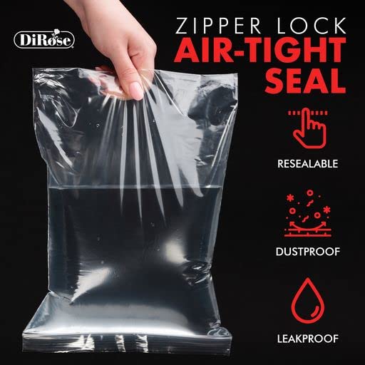 Reclosable Clear Plastic Zip Bags - By Dirose | Resealable, Strong, Thick, Sturdy | For Organizing, Travel, Shipping, Packaging,