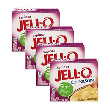 Jell-O, Cook & Serve, Tapioca Pudding & Pie Filling, 3Oz Box (Pack Of 4)