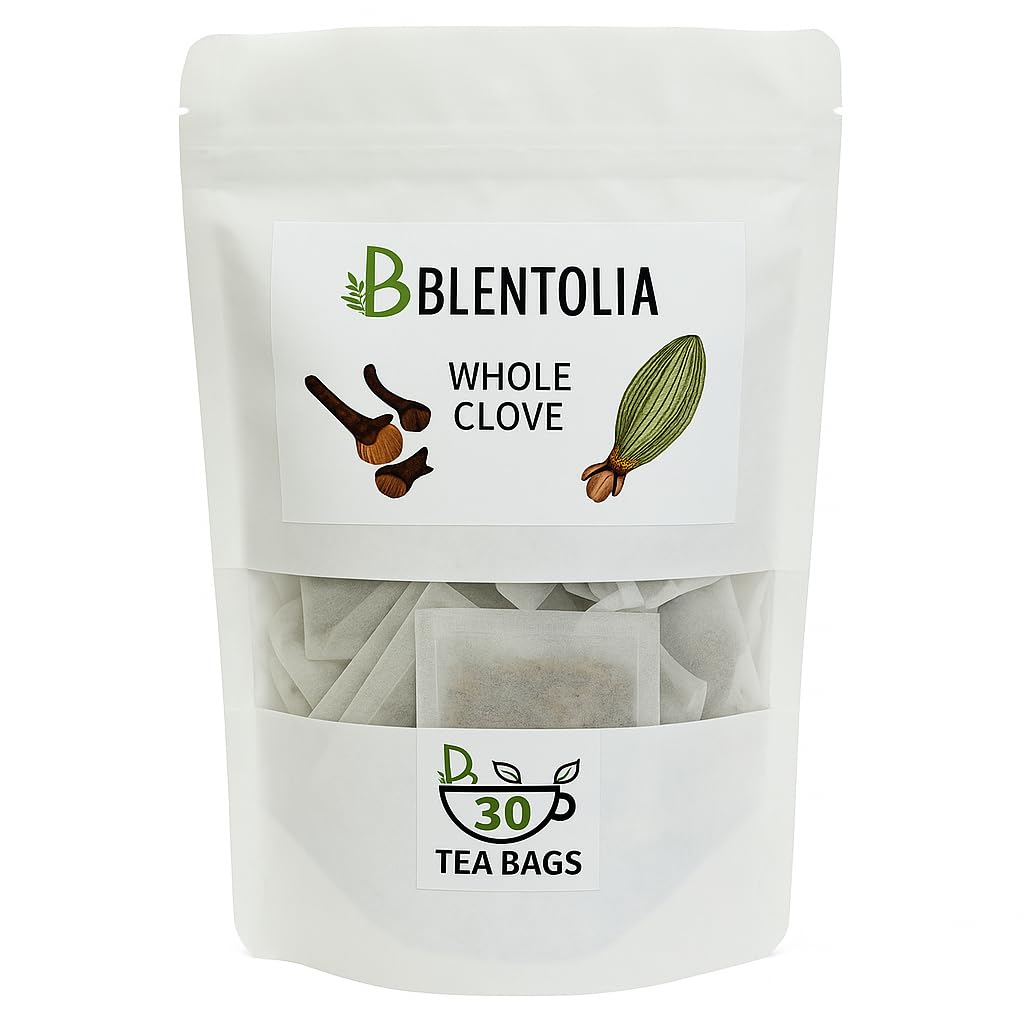 Blentolia Whole Clove - 30 Herbal Tea Bags - Warming & Aromatic Spice Tea - 100% Natural - Energy Blend-Free - Immune & Digestive Support - Herbal Clove Infusion