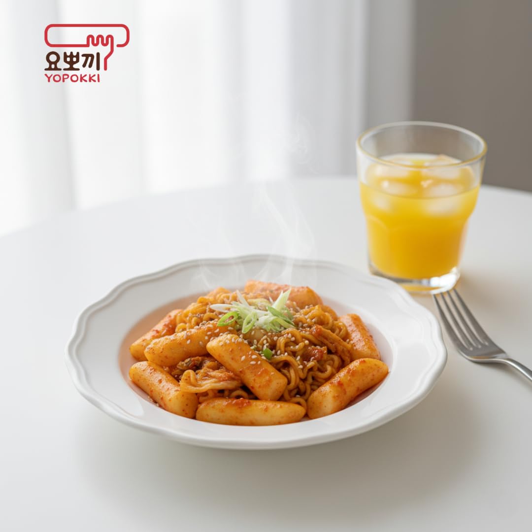 Yopokki Instant Rabokki Cup (Kimchi, 2 Cups) Korean Street food with Kimchi flavored sauce Ramen Noodle Topokki Rice Cake - Quic