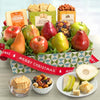 A Gift Inside Fruitfully Classic Merry Christmas Fresh Fruit Basket with Cheese and Nuts
