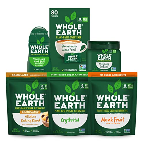 Whole Earth Sweetener Co. NATURE SWEET Stevia & Monk Fruit Sweetener  Erythritol Sweetener  Sweet Leaf Stevia Packets  Sugar Substitute  Natural Sweetener  80 Count