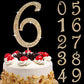Large Number 6 Birthday Cake Topper, Gold Bling Rhinestone Happy 6Th Birthday Cake Topper, No 1 10 16 18 21 30 40 50 60 70 80 Ca