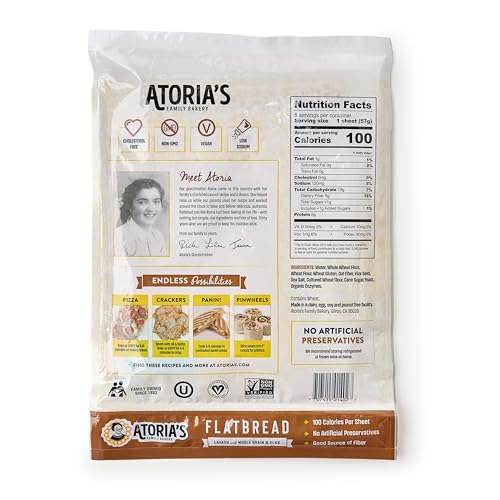 Atorias Family Bakery, Whole Grain Lavash 5 Count, 10 Ounce