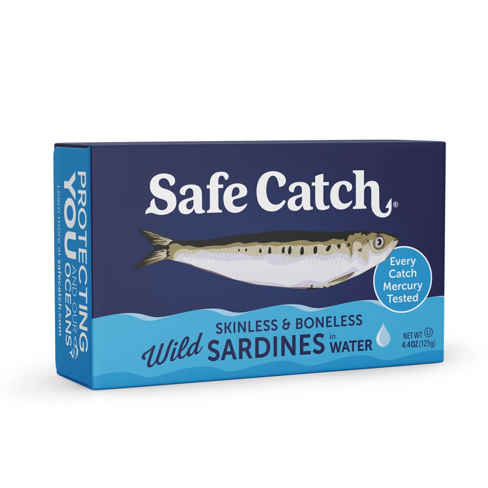 Safe Catch Wild Sardines in Water Skinless Boneless Wild-Caught Sardine Fillets Lowest Mercury Limit, Keto Food Kosher Non-GMO S