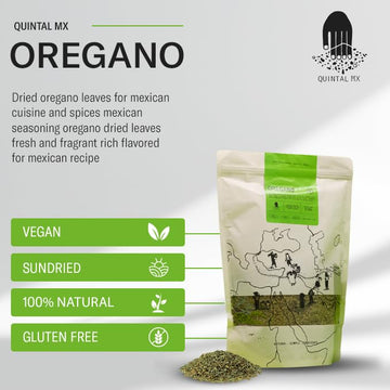 QUINTAL MX Dried Oregano Leaves - Fresh & Fragrant Mexican Seasoning - 16 Oz
