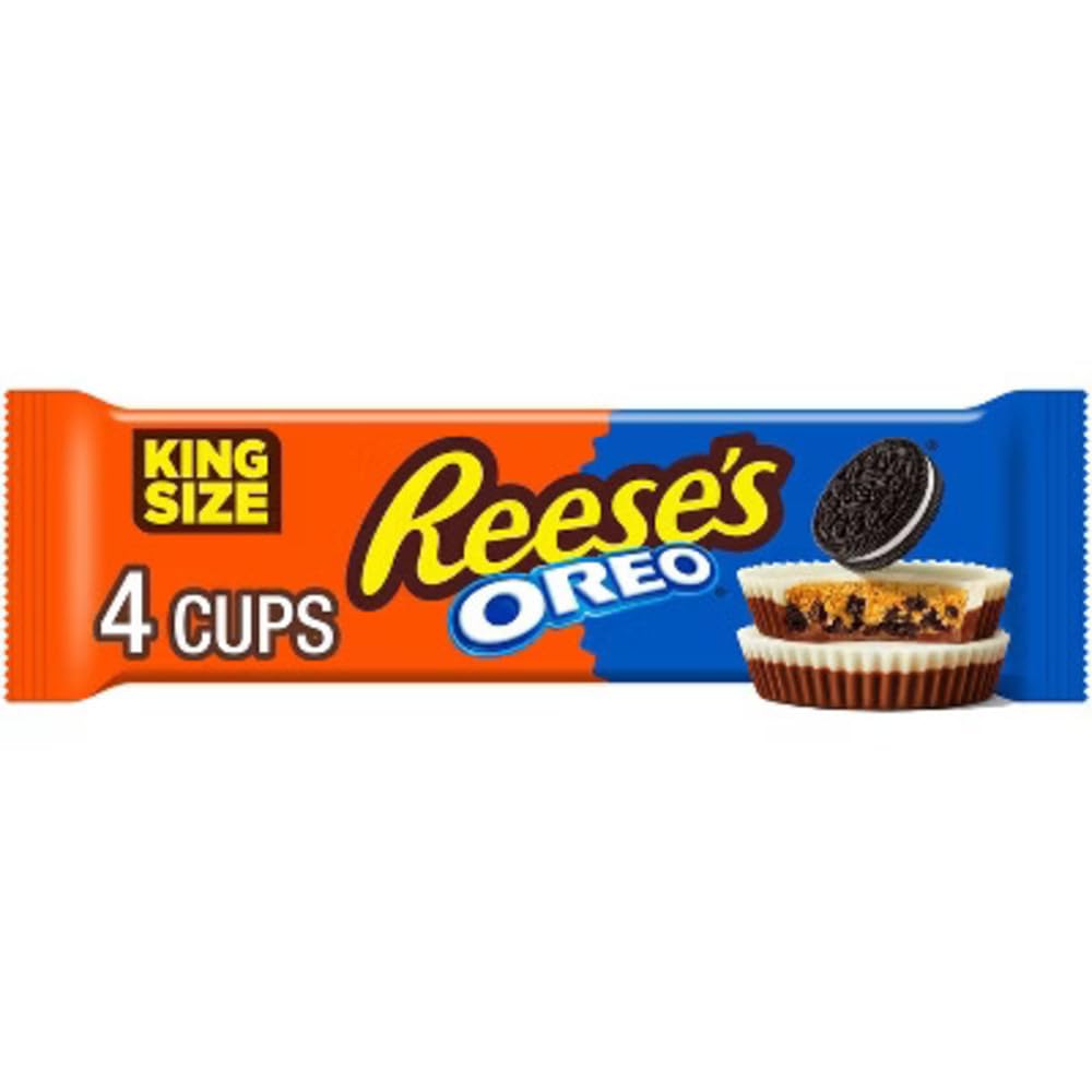REESES Peanut Butter Cups with OREO Pieces King Size  2.8 oz  Pack of 24 (4 Cups per Pack) - Milk Chocolate Candy with Peanut Butter & Crunchy OREO Cookie Bits  Individually Wrapped