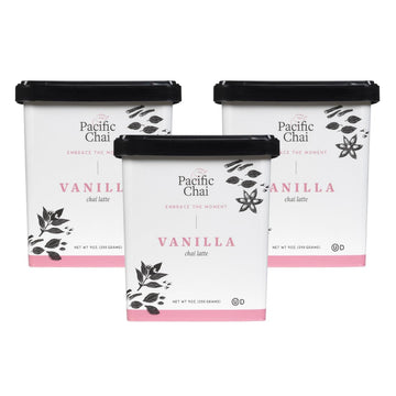 Pacific Chai Vanilla Chai Latte, Instant Powered Dry Chai Tea Latte Beverage Mix, Gluten Free, Kosher, 9 Ounce (Pack Of 3)