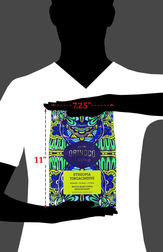 Orinoco Ethiopian Yirgacheffe 2.5Lb Bag, Medium Roast, Whole Bean Coffee, 100% Arabica Beans