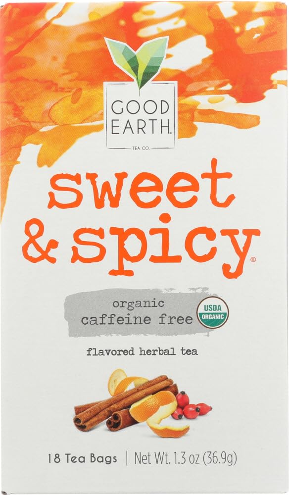 Good Earth Tea Co. Organic Sweet and Spicy Herbal Tea, Caffeine Free, 18 Count (Pack of 4)
