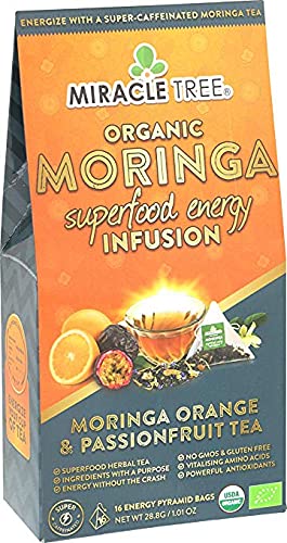 Tree Moringa Energy Tea - Orange & Passionfruit, Organic & Non-GMO, 16 Count (Pack of 5)