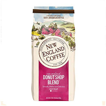 New England Coffee Donut Shop Blend Light Roast Ground Coffee, 22Oz Bag (Pack Of 4)