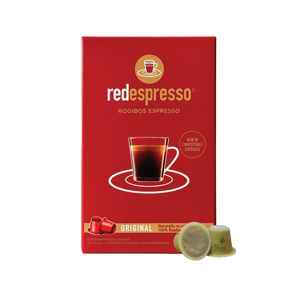 Rooibos Tea Original - Red Espresso - South African - Pods Compatible with Nespresso machines - Vegan, Non GMO, Calming (10 Pods)