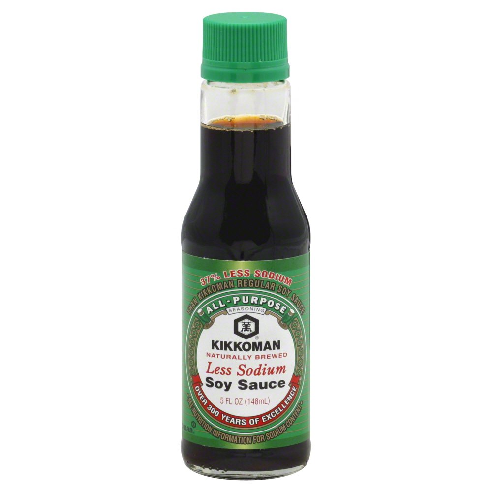 Kikkoman Soy Sauce, Less Sodium, 5 Ounce (Pack of 4)