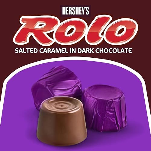 Rolo Dark Chocolate Candy with Caramel Inside - 1.5 Pound Approx 110 Pieces- Individually Wrapped Dark Chocolate for Halloween Candy  Bulk Chocolate Candy  Purple Candy for Party - Perfect Fall Candy Treat
