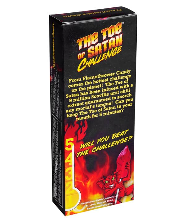 Flamethrower Candy Co Toe of Satan Lollipop, 2 Count Pack, Cream Color, Spicy Challenge Treat