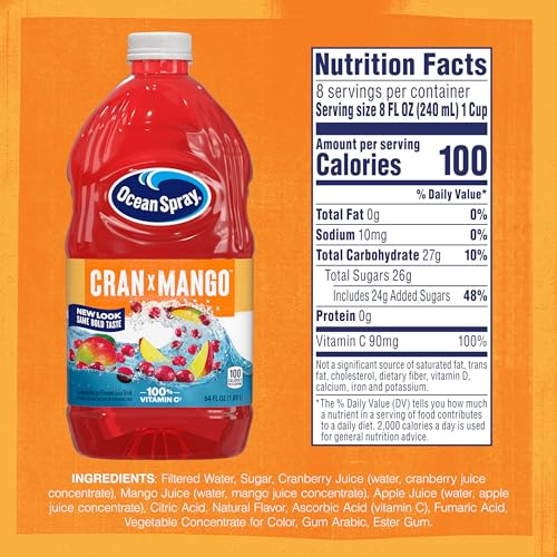 Ocean Spray Cran-Mango Cranberry Mango Juice Drink, 64 Fl Oz Bottle (Pack of 1)