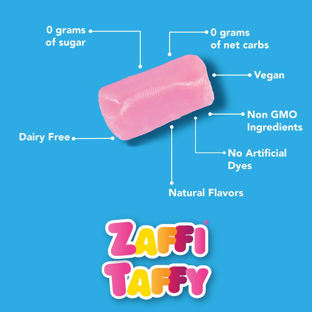 Zollipops Zaffi Taffy Peppermint Twist - Savor the Seasonal Peppermint Twist Flavor with Zaffi Taffy, 5 oz. Bag