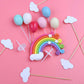 Diyasy Rainbow Cake Topper Kit Cloud Balloon Birthday Wedding Cake Flags For Birthday Wedding & Baby Shower Party Baking Decorat