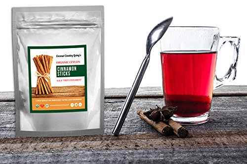 Coconut Country Living Organic Ceylon Cinnamon Sticks, Fair Trade, Gluten Free, 8 oz