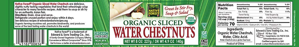 Native Forest Organic Sliced Water Chestnuts, 8 Ounce Cans (Pack of 6)