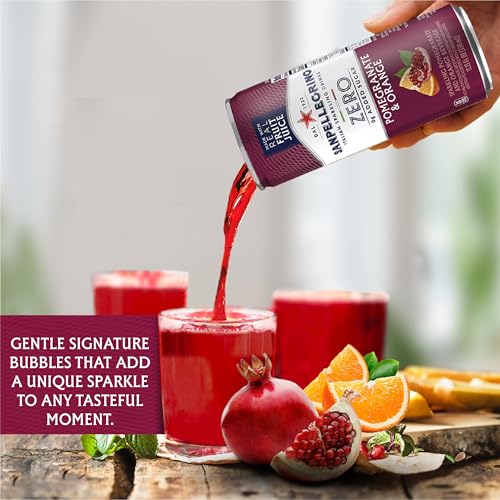 Sanpellegrino Zero Grams Added Sugar Italian Sparkling Drinks Pomegranate Orange, Sparkling Pomegranate Orange Beverage 24 Pack