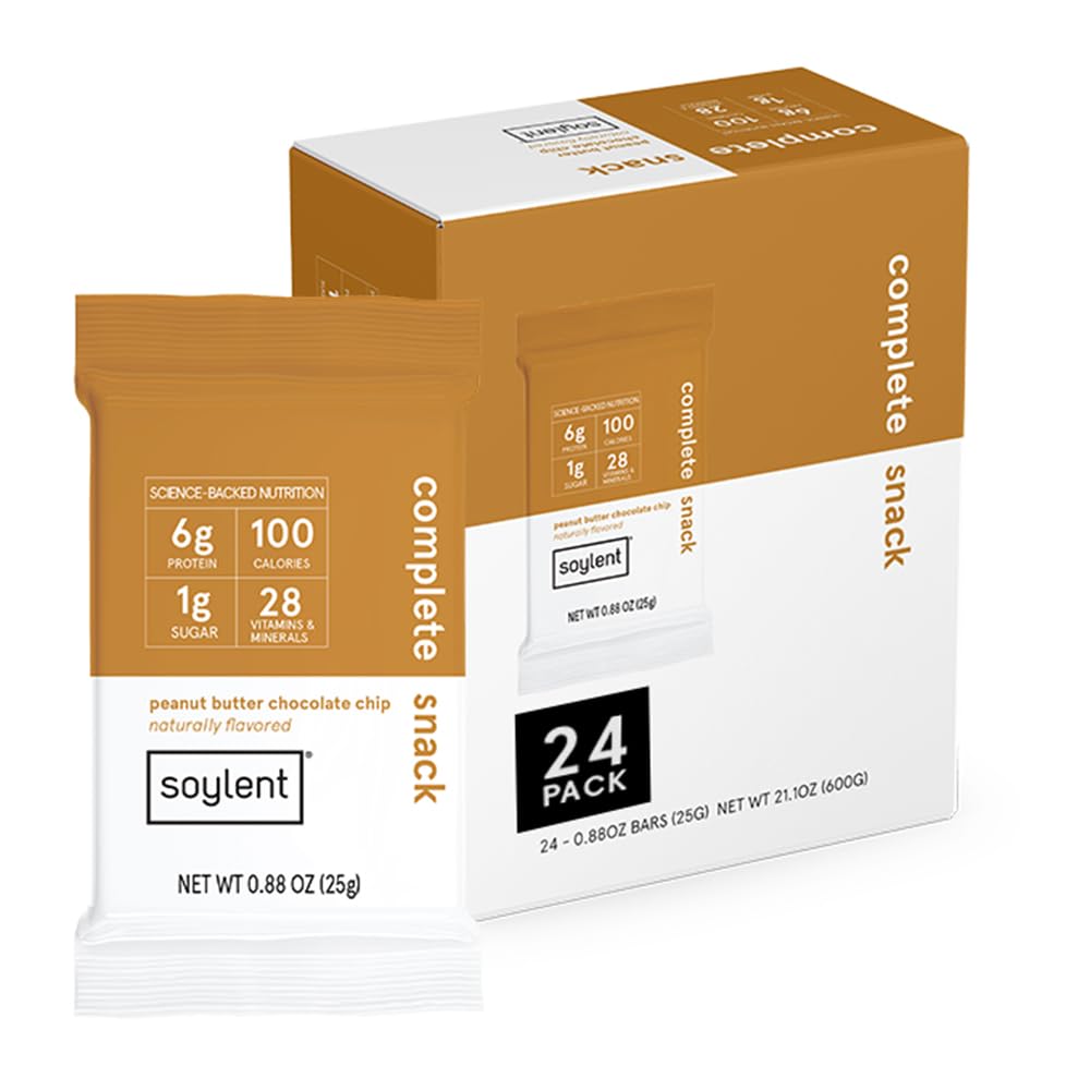 Soylent Snack Mini Protein Bars - Peanut Butter Chocolate Chip, 1G Sugar, Protein Bars, Gluten Free, 6G Of Vegan Energy - 24 Cou