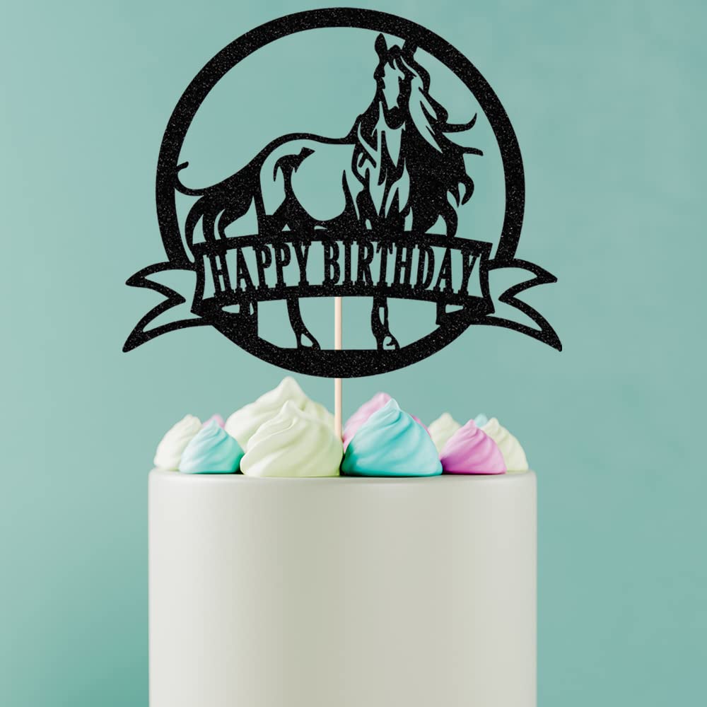 Bejotaa Horse Birthday Cake Topper, Paper Decoration for Kids and Men, Horse Racing Theme