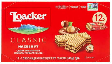 Generic Loacke'r Classic Hazelnut Wafers - 100% Italian Hazelnuts - 45g/1.59oz, Multipack of 12 Snack Packs