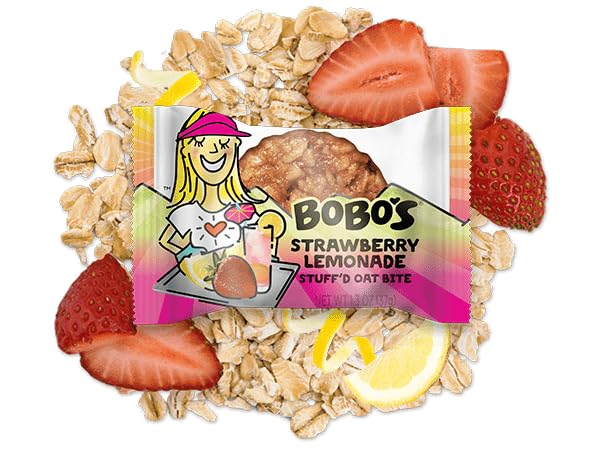 Bobos Oat Bites Stuffd Strawberry Lemonade, Pack of 30 (1.3 oz Bites), Gluten Free Whole Grain Rolled Oats