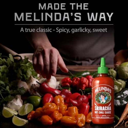 Melindas Sriracha Hot Sauce - Classic  Gourmet Sriracha Sauce Made with Fermented Red Jalapeos & Garlic - Keto  Vegan  Non-GMO and Gluten Free Hot Sauce - 16oz  1 Pack