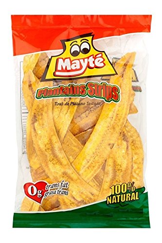 Mayte Plantain Chips Platanitos Real Plantain Strips Cooked In Palm Oil, Light Salted, 100% Natural 0g Trans Fat Big Bag of 12.3