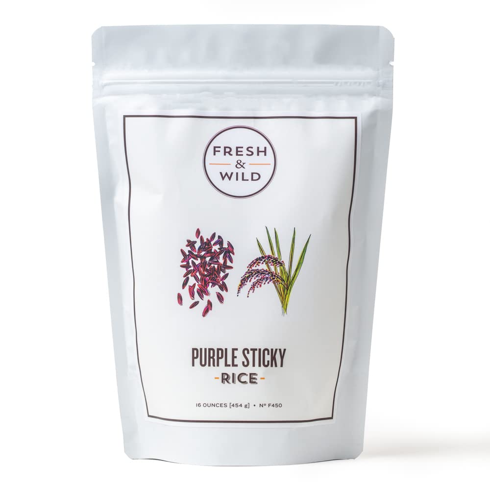 Fresh & Wild | Purple Sticky Rice | Jasmine Rice Variation From Thailand | Exotic Grains | 1 Lb | Chef-Inspired Ingredients