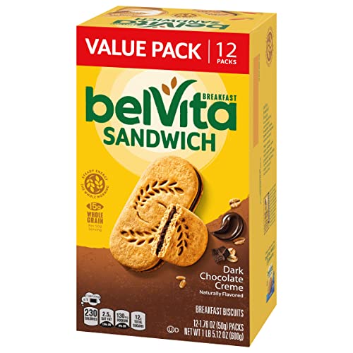 belVita Sandwich Dark chocolate creme Breakfast Biscuits 12 Packs (2 Sandwiches Per Pack)